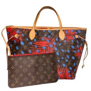 Louis Vuitton Jungle Neverfull MM Monogram Canvas Tote With Pouch Dust Bag COA